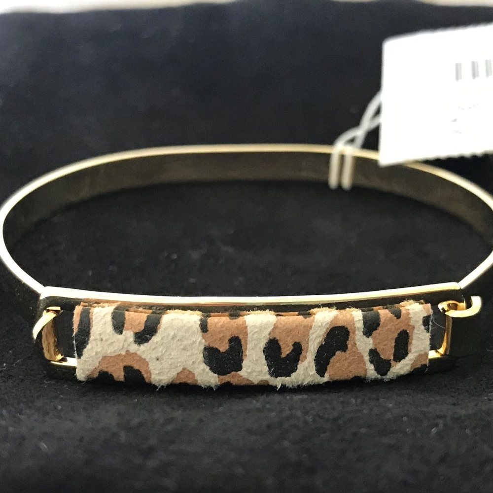 A. V. Max Leopard Leather & Metal Bracelet